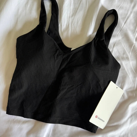 🆕🖤 Lululemon Scoop Neck Yoga Tank Top Grid Texture Black - Picture 1 of 9